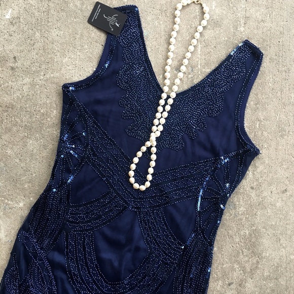 Dresses & Skirts - Boutique | Navy Beaded Swinger Dress